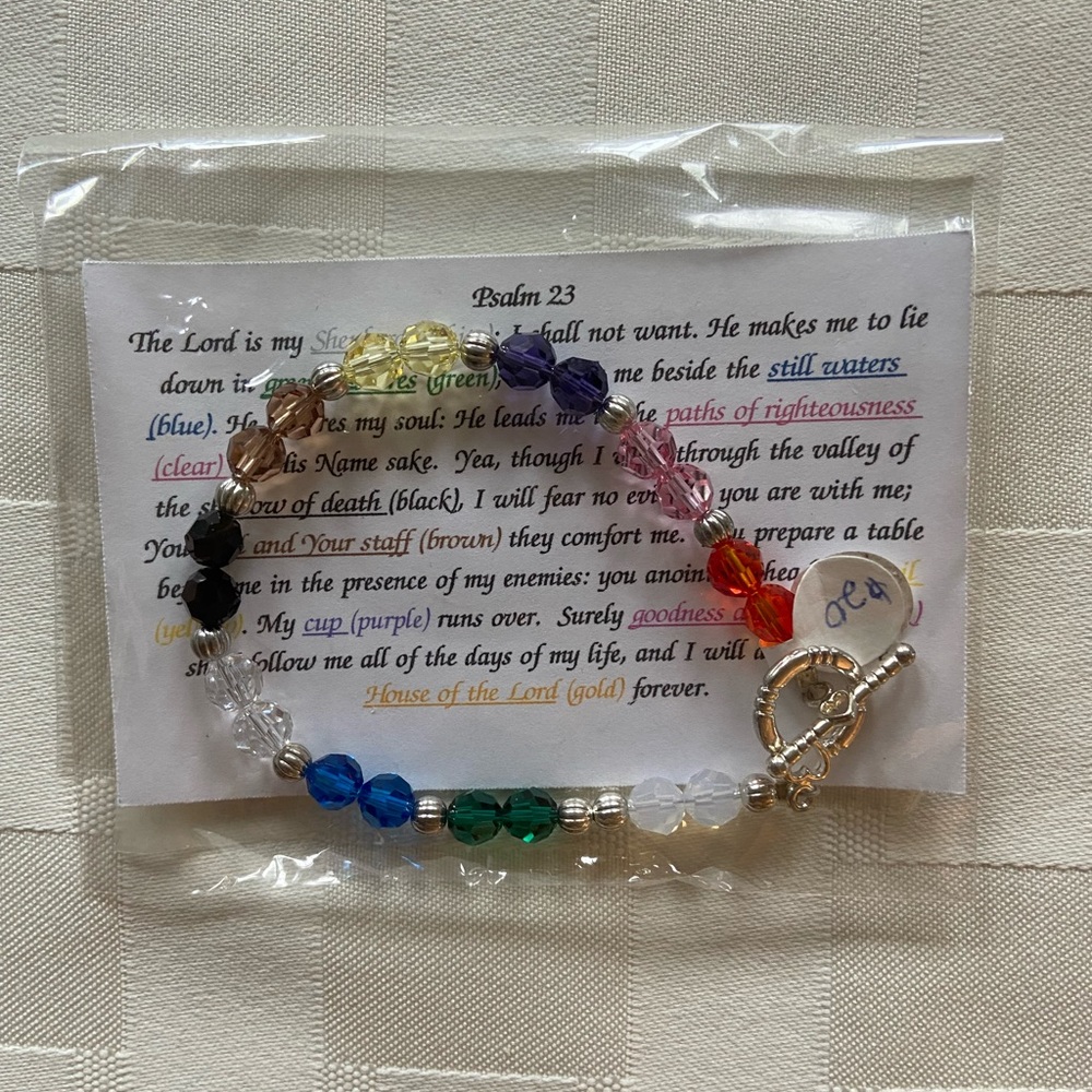 Psalm 23 bracelet. Colorful. Christian artist. Homemade.